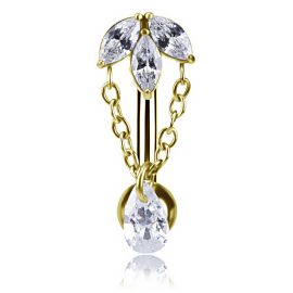 REVERSE GOLD-PLATED BELLY BUTTON JEWEL