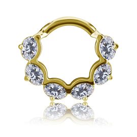 GOLD-PLATED CLICKER RING WITH OVAL PREMIUM ZIRCONIA