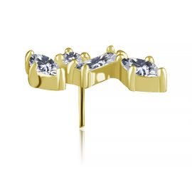 THREADLESS REPLACEMENT WITH PREMIUM CUBIC ZIRCONIA IN GOLD-PLATED CHROME-COBALT