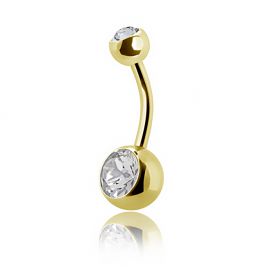 GOLD PLATED CRYSTAL BELLY BUTTON PIERCING