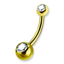 Gold pvd banana piercing with Premium crystal
