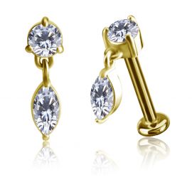 GOLD-PLATED THREADLESS JEWELRY WITH CRYSTAL TEARDROP PENDANT