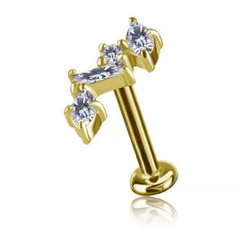 LABRET IN TITANIO PLACCATO ORO SENZA FILETTATURA CON RICAMBIO IN PREMIUM CUBIC ZIRCONIA