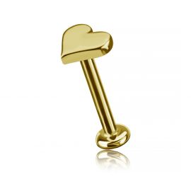 LABRET PLACCATO ORO CON RICAMBIO A FORMA DI CUORE