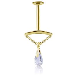 VERTICAL HELIX WITH SOLID GOLD REPLACEMENT WITH GENUINE TOPAZ