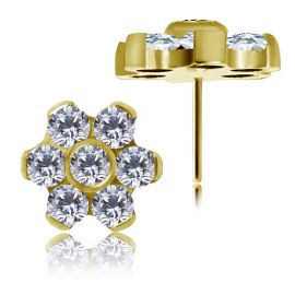 THREADLESS GOLD-PLATED FLOWER REPLACEMENT WITH CRYSTALS