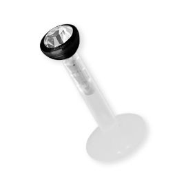 Labret Bioplast with black steel and crystal