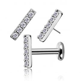 Joya piercing oreja con fila de cristales