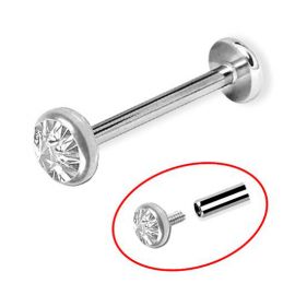 Labret with internal thread and flat crystal