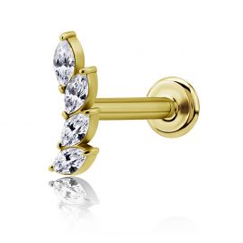 Piercing labret with crystal petals