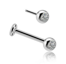 Bijou piercing oreille et lèvre avec zircon