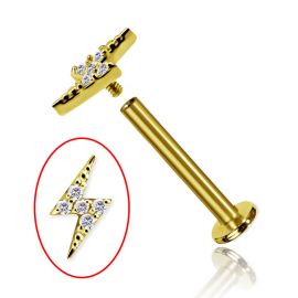 Gold piercing with crystal lightning bolt