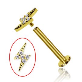 Goldenes Piercing mit Kristallblitz