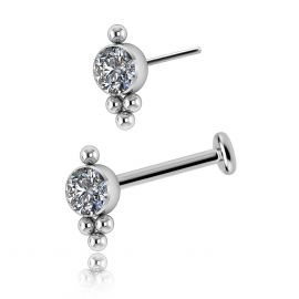 Ear piercing jewel with white brilliant