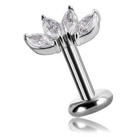 PIERCING WITH FOUR MARQUISE CUT CRYSTAL LEAVES