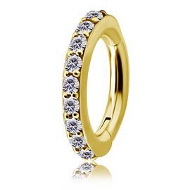 GOLD PLATED BELLY BUTTON PIERCING CLICKER WITH CRYSTALS