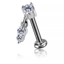 THREADLESS LABRET WITH PREMIUM CUBIC ZIRCONIA AND DANGLE