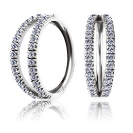 DOUBLE-ROW CLICKER EARRING WITH CUBIC ZIRCONIA