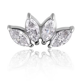 REPLACEMENT PIERCING WITH FOUR LEAVES OF MARQUISE CUT CRYSTALS