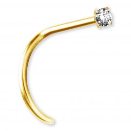 Golden nose piercing with Premium Zirconia crystal