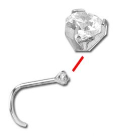 Steel nose piercing with crystal