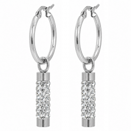 HOOP EARRINGS WITH CRYSTAL CYLINDERS