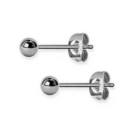 Silver earring with ball