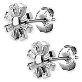 Earrings with Cubic Zirconia flower