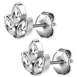 Boucles d’oreilles avec 3 feuilles en Cubic Zirconia