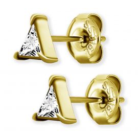 Orecchini placcati oro con triangoli in Cubic Zirconia