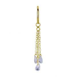 Orecchino dorato e charm con catene e cristalli di zirconia