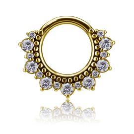 TRIBAL SOLID GOLD CLICKER JEWEL WITH CRYSTALS
