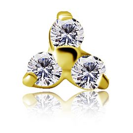 Accesorio de oro para piercing con tres cristales