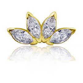 REPLACEMENT PIERCING IN GOLD WITH LOTUS FLOWER WITH FOUR CRYSTALS