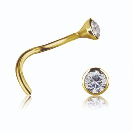 NASENPIERCING AUS MASSIVGOLD MIT WEIßEM KRISTALL