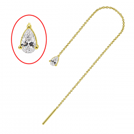 Goutte de cristal avec chaîne threader en or