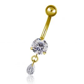 Piercing para ombligo con gota de cristal