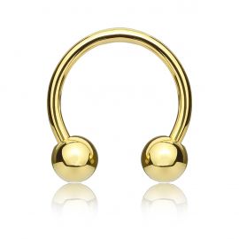 Golden circular bar piercing
