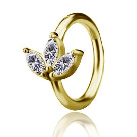 Piercing de nariz de oro con pétalos de cristal