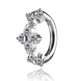 Piercing de ombligo ovalado con flores de cristal
