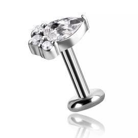 Piercing mit Zirkonia-Kristalltropfen