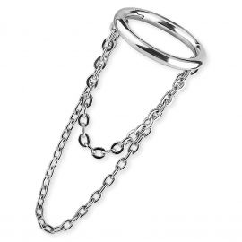Helix piercing clicker with dangle chains