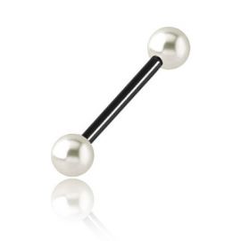 Black steel eyebrow piercing with pearls