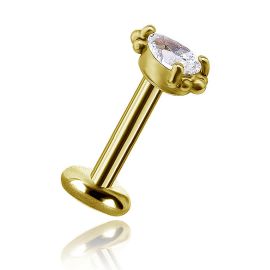 Joya de oro amarillo con gota de cristal de zirconia