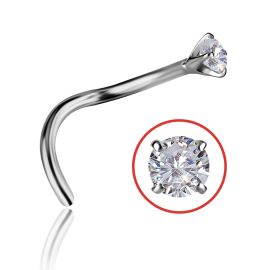Piercing de nez en platine et diamant avec griffes