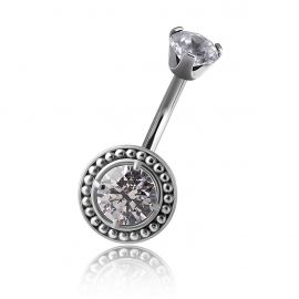 Belly button piercing with 120 facets crystal