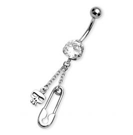 Piercing per ombelico con spilla da balia