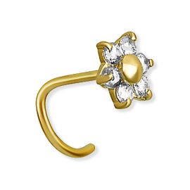 Gold nose jewel with crystals flower