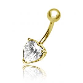 Piercing for navel with crystal heart