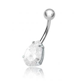 Crystal drop piercing for navel